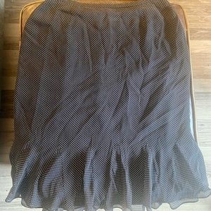 TALBOTS Women's Silk Pencil Skirt Ruffle Trim Black Beige Polka Dot 10P